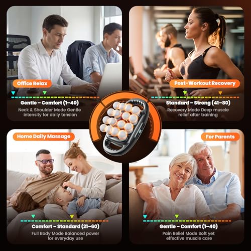Image of 16-Head Deep Tissue Massage Gun, 9 Modes, 99 Intensity Levels | Wide 16-head coverage for back, shoulders, waist, legs, arms, and feet, with a 3600mAh battery and quiet Type-C operation.