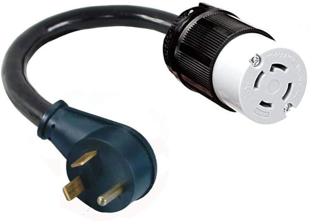 TT-30P RV Travel Trailer Camper Male 3-Pin Plug To L14-30R Female Twist Lock 4-Prong Receptacle NEMA Power Cord Adapter 110/125V In 110/125V Out