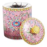 Barattolo Tè in Ceramica Rosa Coperchio, Ermetico, rotondo | Formato 10x7,3x7,3cm, Finitura Lucida Liscia, per Tisane Sfuse e Frutta Secca sul Piano Cucina