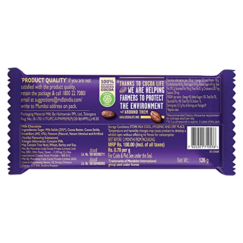Image of Cadbury Dairy Milk Chocolate Bar Family Pack, 130 grams