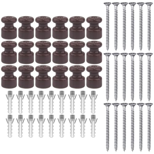 OASHISU 18 x Aisladores de Porcelana marrón para Instalación Cable Textil
