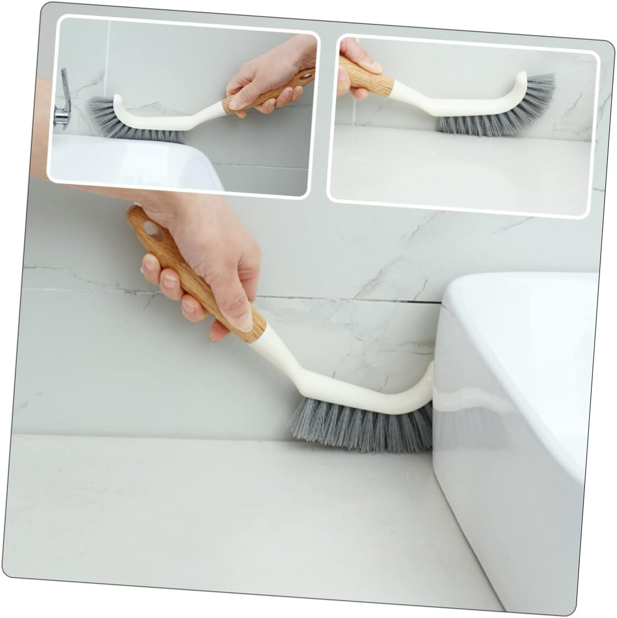 2pcs Floor Brush for Bathroom Cleaning Wooden Handle and Sturdy Bristles for Scrubbing Corners and Grooves Multi-purpose Household Cleaning Accessory