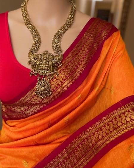 Image of South Cotton Gadwal Saree for Women | Celebrity Inspired Traditional Ethnic Wear | Chettinad & Kalyani Cotton Sarees | Soft Cotton Saree with Blouse Piece