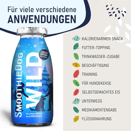 SmoothieDog Winter-Edition 6X WILD - Limited Edition - Hundesmoothie, je 250ml, Zucker- und Glutenfrei, Flüssignahrung für Hunde, viele Anwendungsmöglichkeiten