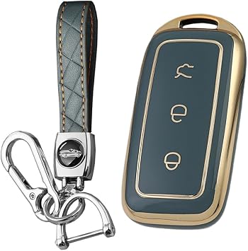 TPU Car Key Fob Cover Fit for Geely Galaxy EX5 E5 E8 L6 L7 EMI NO.1 Proton E.MAS 7 5 E8 Starry 8 Key Cover Protective Keychain Key Holder 3 Button Grey