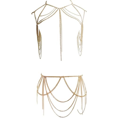 Sexy Body Chain Set Layered Necklace Bra Waist Chain Summer Fashion Bohemian Jewelry Suit for Beach Party Holidy