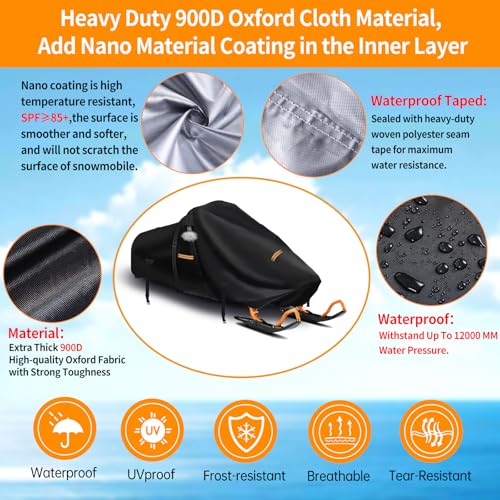 image for CONFUTURY Snowmobile Cover,Heavy Duty 900D Oxford Fabric Sled Ski Cove