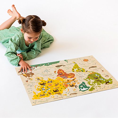 Petit Collage Floor Puzzle, Our World, 24-Pieces – Large Puzzle For Kids, Completed Map Puzzle Measures 18” X 24” – Makes A Great Gift Idea For Ages 3+ #TOP5