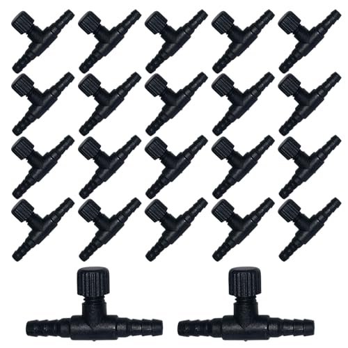 FUIPVGI 20 Pièces Valves de Contrôle d'air pour Aquarium Valves à air D'aquarium en Plastique Aquarium Valve d'air Pompe À Air Connecteurs de Tubes pour...
