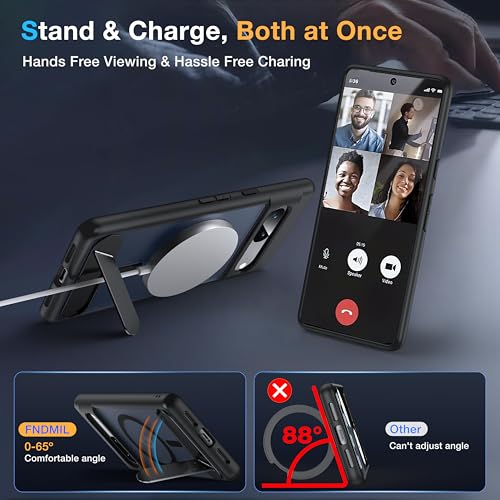 Image of for Google Pixel 7 Case with MagSafe [Adjustable Kickstand] [Charge While Standing] [Military Shockproof] Translucent Matte Soft Silicone Bumper for Google Pixel 7 Phone Case Slim, Black