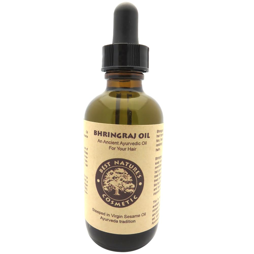 Best Nature's Cosmetics Bhringraj Oil, Indian Eclipta Alba Oil, Pure and Natural, Cleans scalp, Goddbye Dandruff, For Graying, Luminously shiny hair, Improve overall appearance of hair. 2 fl oz