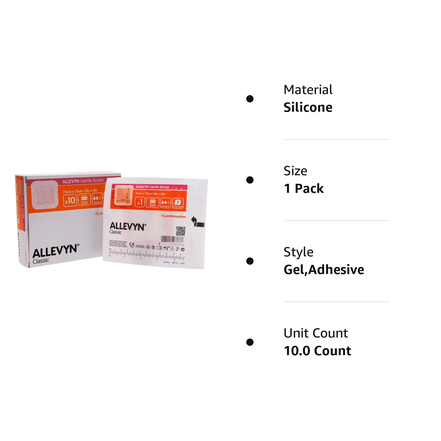 Smith and Nephew 66800276 Allevyn Gentle Border Dressing 3" x 3" - Box of 10