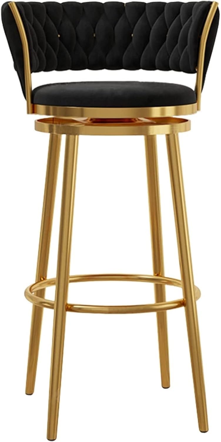 Tabourets de bar en velours noir avec dossier lot de 4 pour cuisine