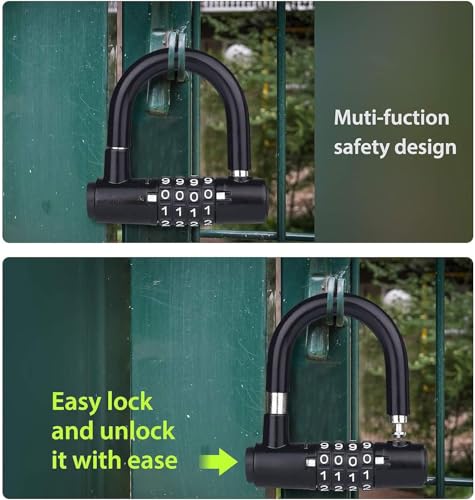 Image of Istara Bike Lock, Heavy Duty Outdoor Waterproof Lock with Resettable Code, Digit Combination Padlock, 4 Digit Code Lock Anti Theft for Gates, Mountain Bike, Scooter Gym, School, Shed & Lockers
