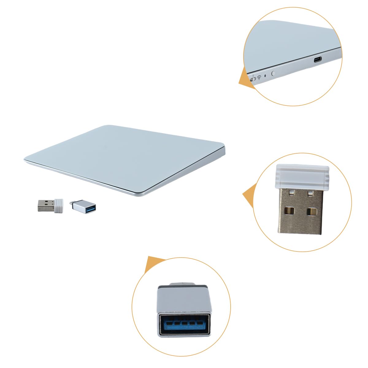 Gurtt Trackpad con ricevitore USB 2.4G per superficie multi-touch, trackpad ad alta precisione, mouse touchpad multi-gesture compatibile con PC desktop 10/11