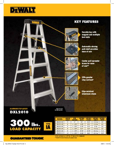 DeWalt DXL2010-02 2-Feet Aluminum Stepladder Type IA with 300-Pound Duty Rating, 2-Feet,Silver