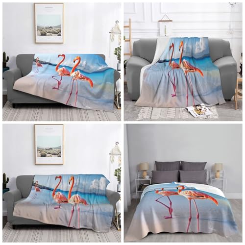 Plaid microfibre flamant rose ultra doux | Couverture de lit en peluche légère pour cocooning