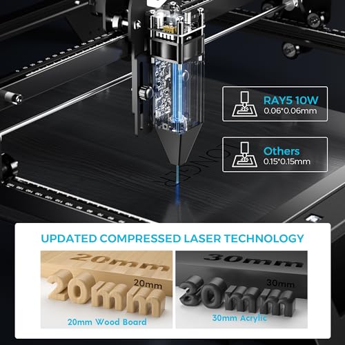 Image of Longer New Upgrade RAY5 Laser Engraver Cutter,Working Area 15.75 inchx15.76 inch | 10W Output,24,000mm /min Fast Speed,20mm Wood Cutting Ability,0.06x0.06mm Precision,DIY Engraving for Wood,Acrylic& Metal