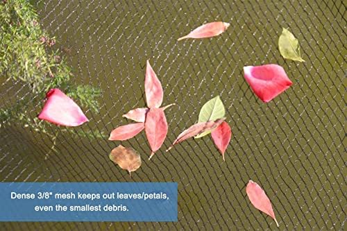 Feizeisun Pond Netting, 4.5m x 4.5m Heavy Duty Pond Netting to Keep Heron Away Black Woven Fine Mesh Pond Net Cover for Leaves - Protect Koi Fish from Heron Birds Cats Predators - With Pegs