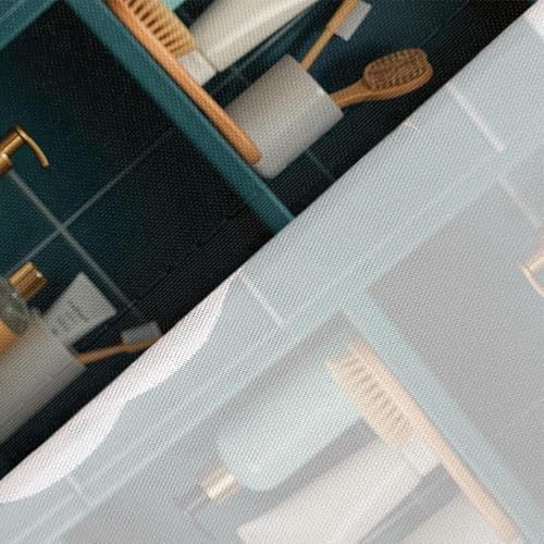 Image of Funny Dog Shower Curtain, Cute Fun Dogs in Bathtub Teal Blue Shower Curtains, Animal Puppy Hilarious Bath Curtain Polyester Fabric with 12 Hooks 60x72 Inch