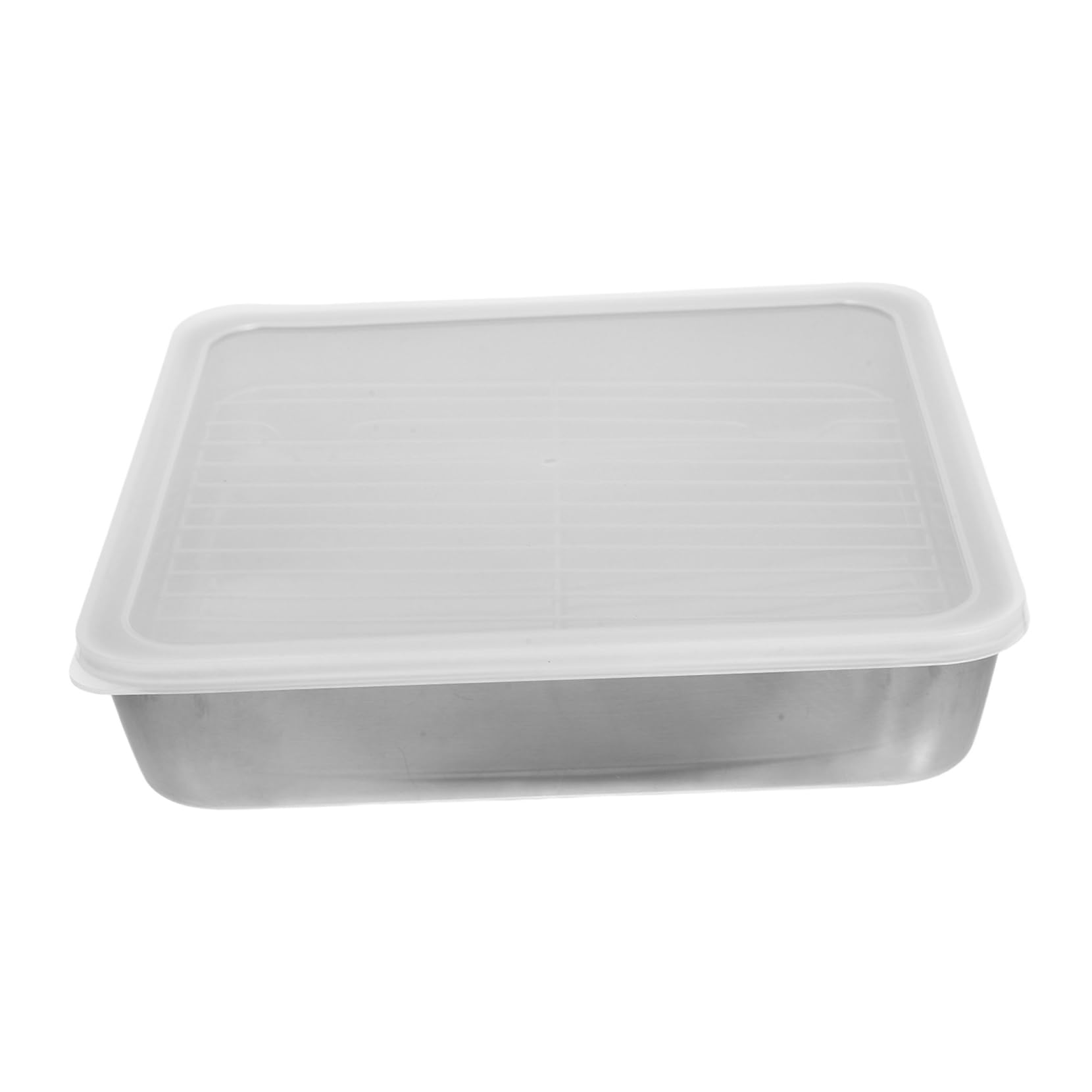 ARTIBETTER 1 Set Stainless Steel Roasting Tray with Lid Cooling Rack Versatile Baking for Outdoor Bbq Camping Oven Cooking for Meat Fish Vegetables Easy to Clean Space Saving Design