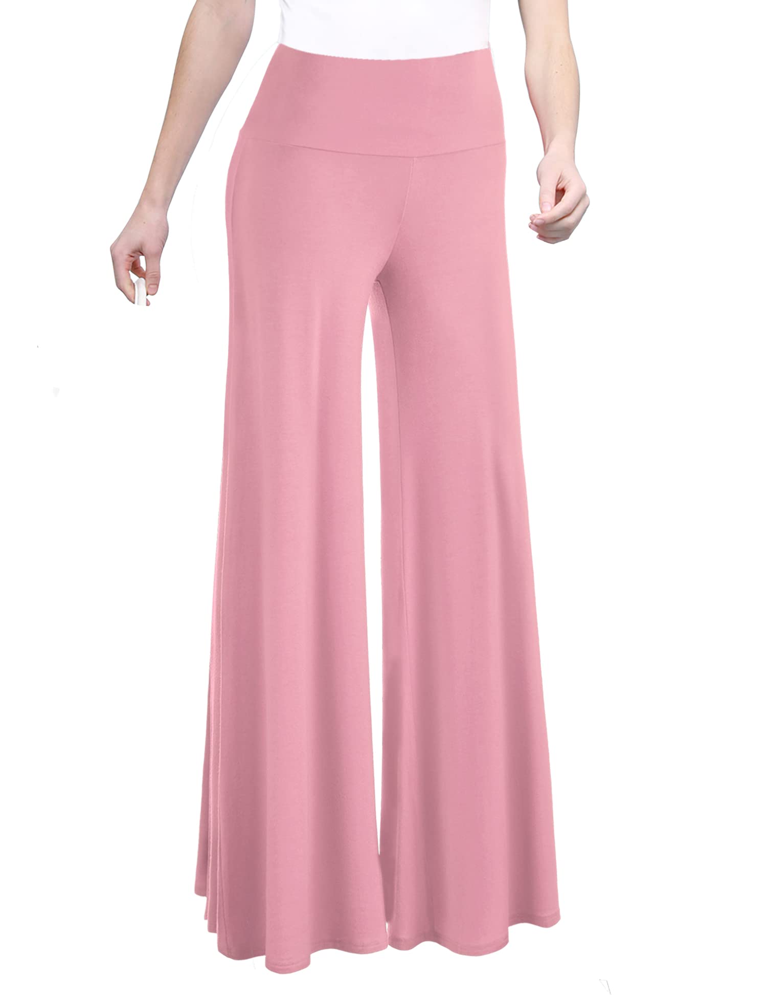 Made By Johnny MBJ Women's Casual Comfy Solid/Tie Dye Wide Leg Palazzo Lounge Pants (XS~5XL)