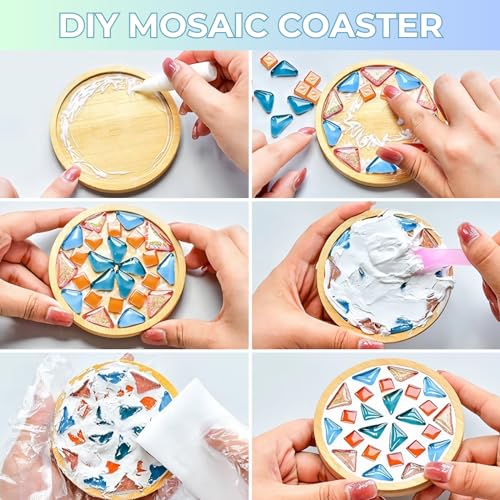 4PCS Bamboo Coasters for Crafts, Atarvana 2pcs Squre & 2pcs Round Blank Coasters for Crafts Coated & Durable Plain Drinking Cup Coaster with Suitable Size