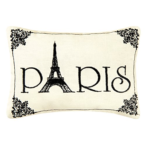'Paris' - Small/Cute Embroidered Accent 'Pillow' (5 1/2' x 8 1/2')