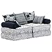 vidaXL Puf 2 Plazas Modular Tapizado Tela Reposabrazos 5 Cojines Sillón Convertible Configuración Personalizable Diseño Original Estampado Gris