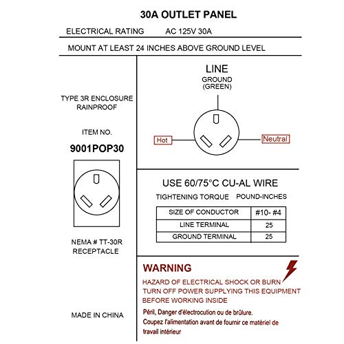 Easyberg 30 Amp Rugged Rainproof Rv Hookup Power Outlet Circuit Breaker Receptacle Box #TOP7