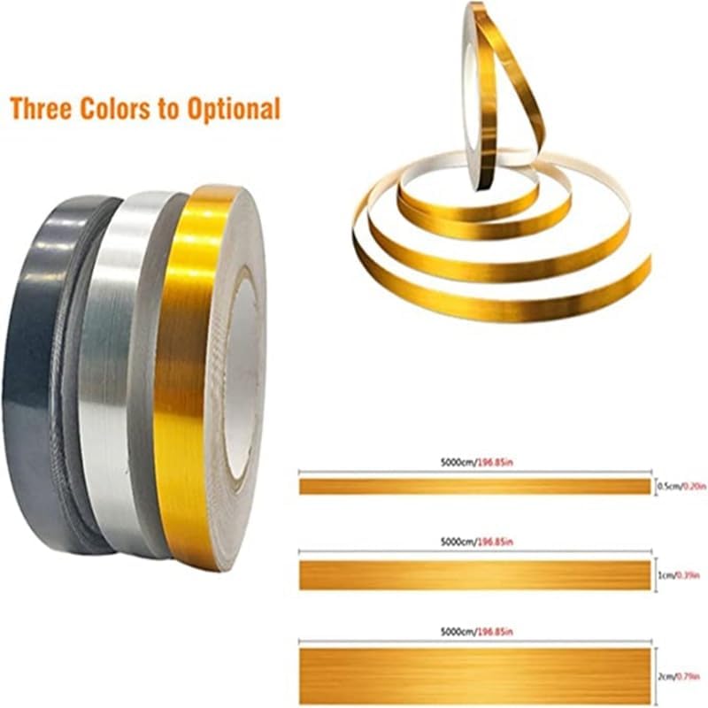 50m Brushed Gold Silver Floor Edging Waterproof Seam Wall Stickers Wall Gap Ceiling Home Decoration Self-Adhesive Tile Tape (Color : Gold, Size : 1cm)