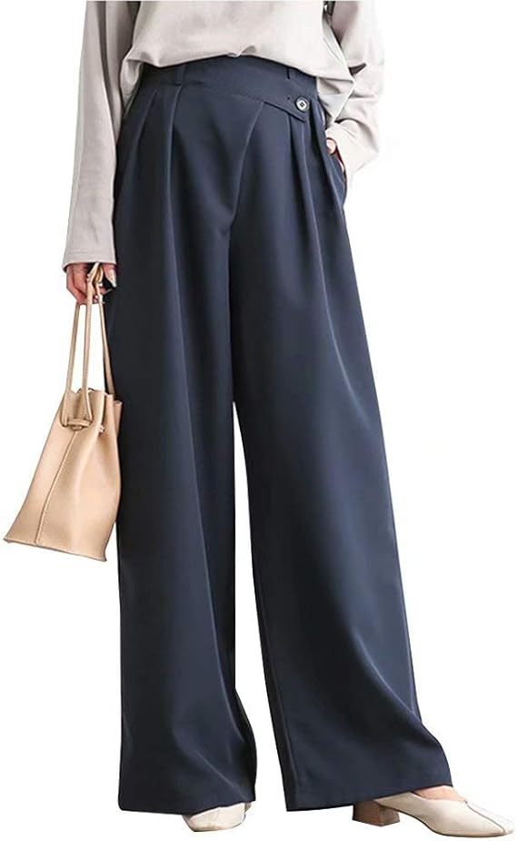 Amazon Wulful ワイドパンツ レディース アシンメトリー ラップパンツ ガウチョパンツ 大きいサイズ ゆったり とろみ きれいめ 通勤 オールシーズン 5色展開 ロングパンツ 通販