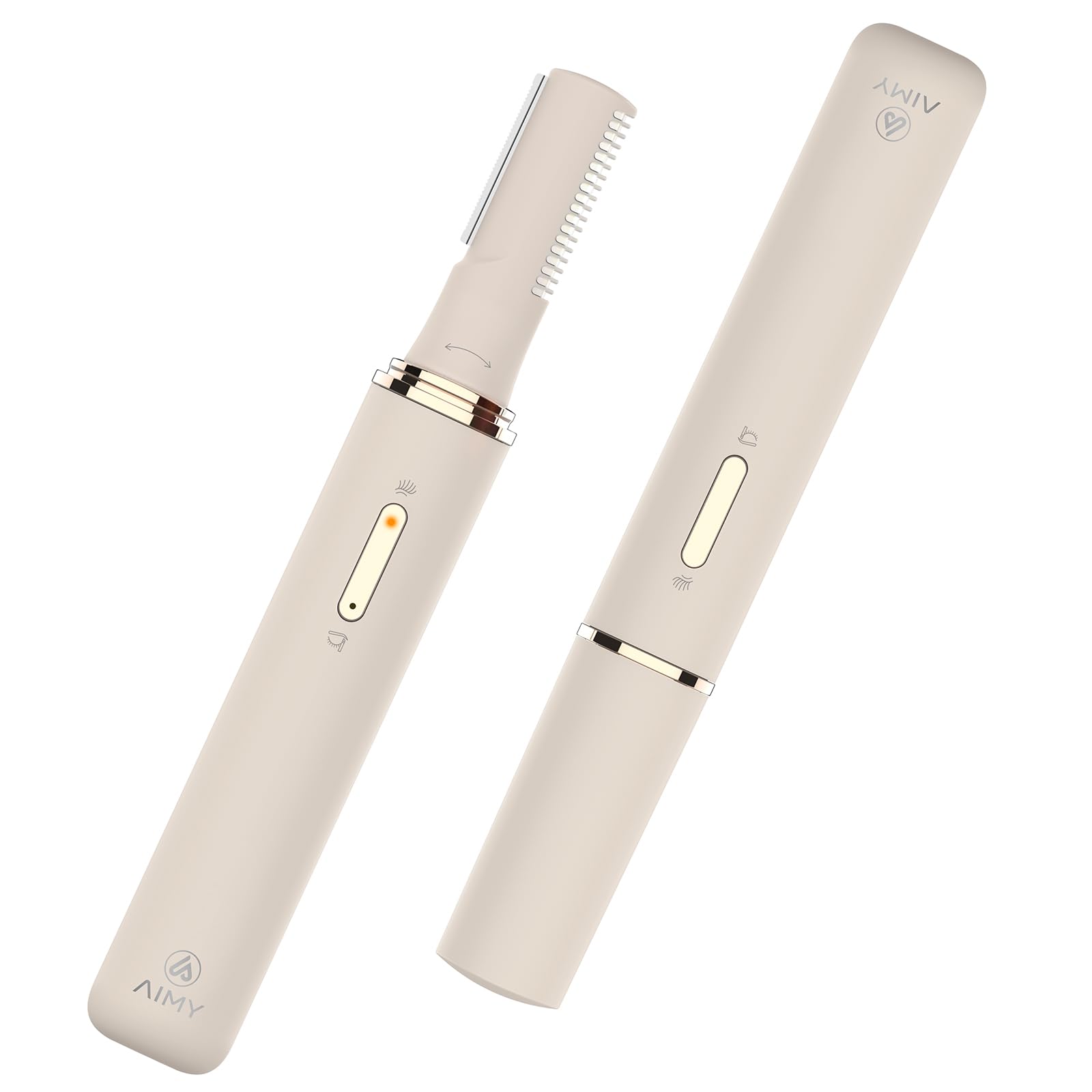 Rizador de pestañas y recortador de cejas 2 en 1 para mujer, doble temperatura, cabeza flexible de 10°, recortadora de pelo corporal, cuchillas desmontables, carga USB, apagado automático y bloqueo de