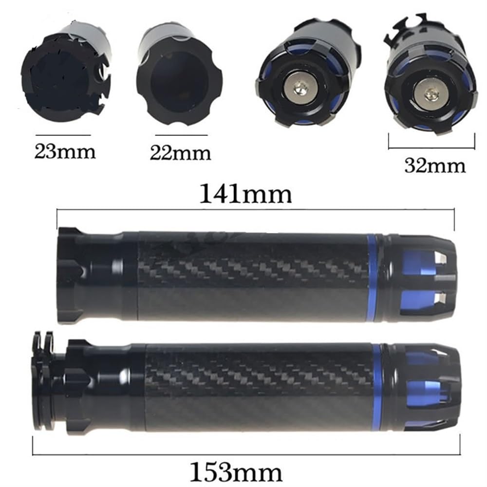 Poignée pour Vespa Gsr600 Gts300 Moto Fibre De Carbone CNC Universel 7/8 ''22mm Guidon Main Poignée Barre Caps Poignées Course Café Racer(Noir)