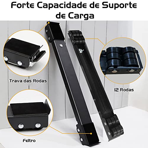 Suporte Com Rodinhas Base Ajustável Máquina Lavar Fogão Geladeira Móveis Resistente