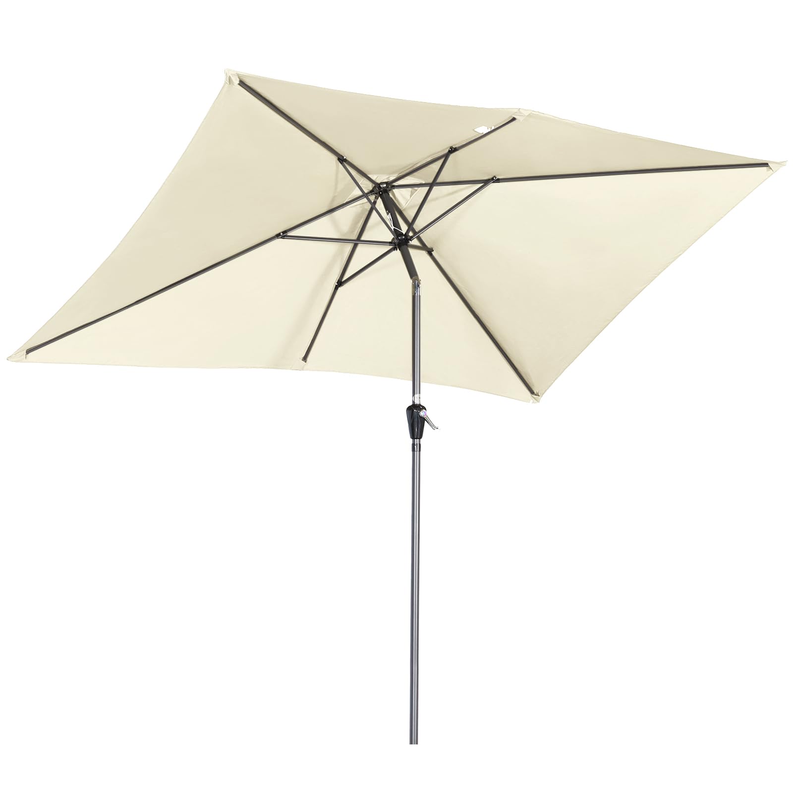 Angel Living 2x3M Sombrilla Parasol de Acero y Poliéster, Parasol Inclinado con Manivela, Mástil Acero 38mm (Beige Claro)