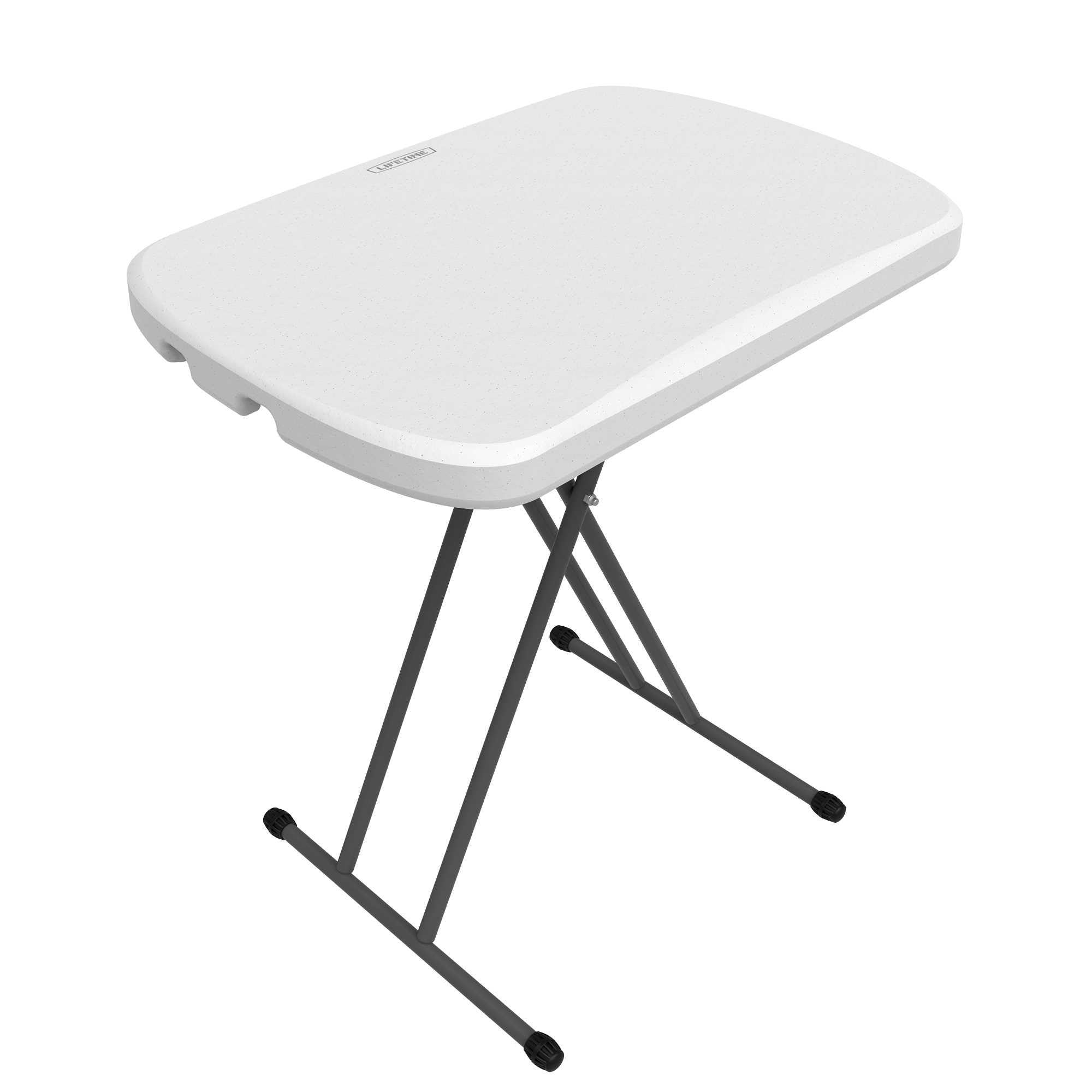 Lifetime 26-Inch Portable & Foldable White Study Table | Compact Laptop Desk for Small Spaces | Height Adjustable 24"-28" Multipurpose Folding Table | Lightweight Workstation for Home, Office & Study