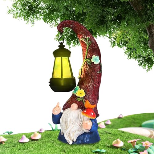 Mwqpgyh Luces solares de para jardín al Aire Libre, decoración de jardín de Resina con Farol, estatuas al Aire Libre para el hogar, Patio, Piscina, terraza, Patio, Pasarela, Patio Trasero