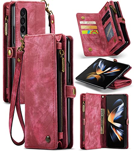 Funda de Cuero para Samsung Galaxy Z Fold 4, 2 en 1 Funda Plegable de Cuero con Tapa Plegable para Galaxy Z Fold 4 Ranuras para Tarjetas Cierre magnético Cubierta Protectora Carpeta Desmontable