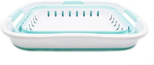 Miniatura 3 de SAMMART Cesta de plástico plegable de 3 asas de 30 litros (8 galones), contenedor de almacenamiento plegable y organizador para ahorrar espacio