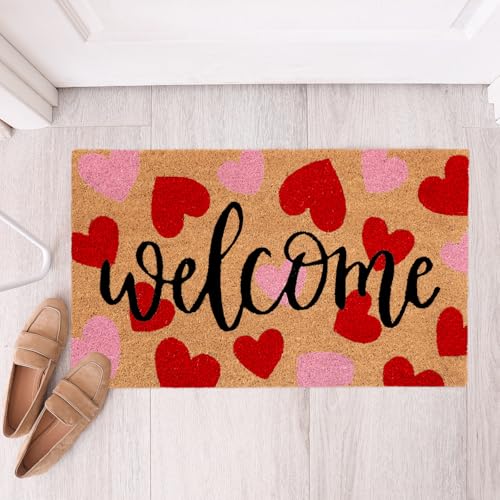 Tapete de entrada JarThenaAMCS corazón rojo y rosa 16.5x29 pulg miniatura 2
