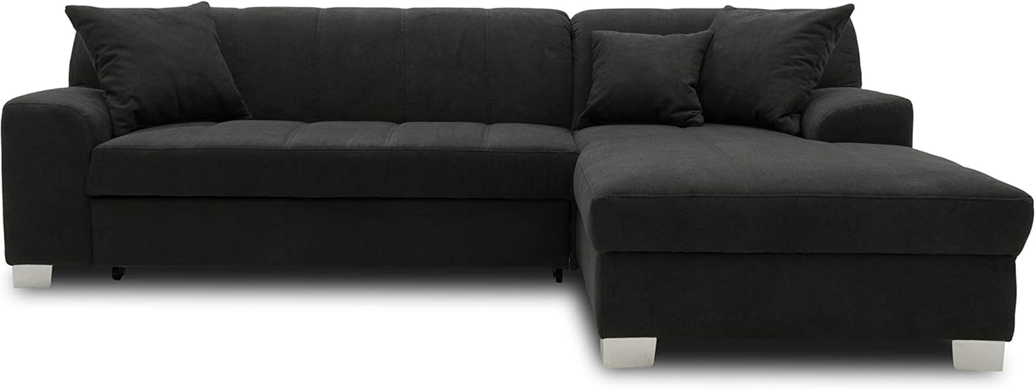 DOMO. collection Divano angolare Capri, divano a forma di L, divano ad angolo, divano ad angolo, 239 x 152 x 75 cm (larghezza x profondità x altezza), nero