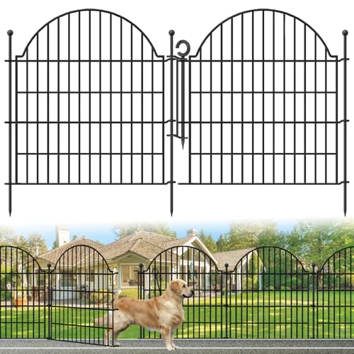 Blingluck Decorative Metal Garden Fence with Gate Lock 10 Panels,