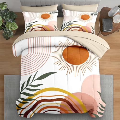 Pamnest Comforter Set King Size, Boho Retro 7 Pcs Bedding