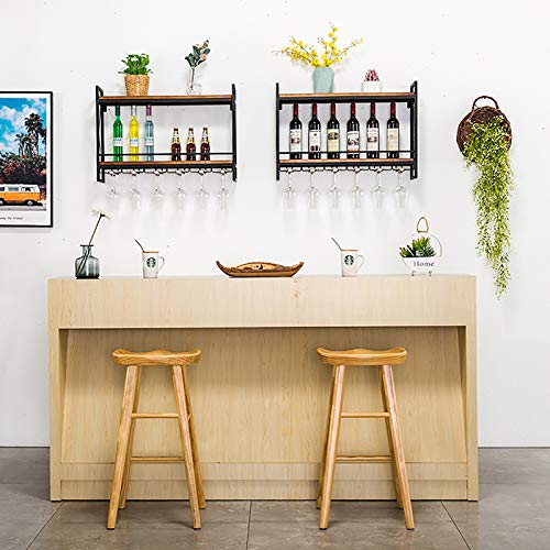 Style industriel casier à vin en métal mural porte-bouteille bois massif