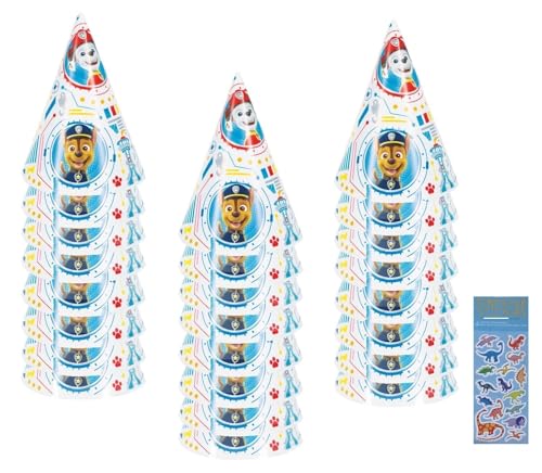 Unique Paw Patrol Birthday Party Supplies Bundle includes 24 Party Cone Hats