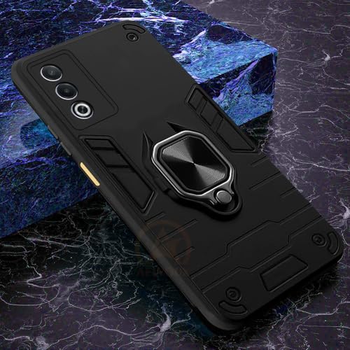Image of AESTMO Oppo A3 Pro 5G Back Case Cover | Tough Armor Bumper | Ring Holder & Kickstand in-Built | 360 Degree Protection Cover for Oppo A3 Pro 5G (Black)
