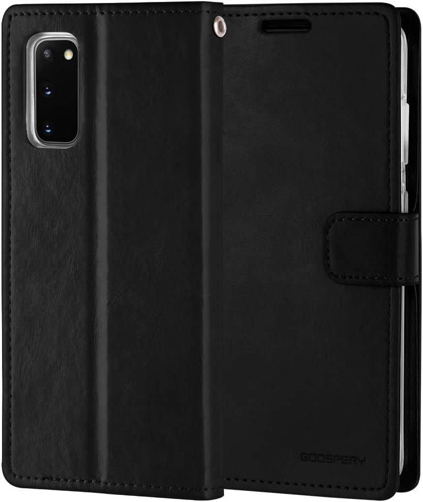 GOOSPERY Blue Moon Wallet for Samsung Galaxy S20 Case (2020) Leather Stand Flip Cover (Black)