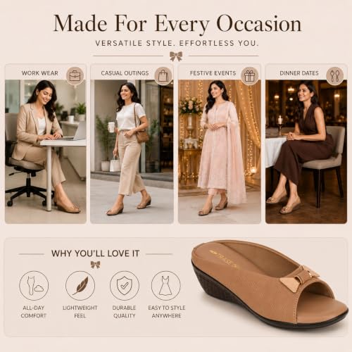 Image of TRASE Women's Fashion Sandals | Faux Leather Comfortable and Stylish Wedges | For Casual Wear & Formal Wear Occasions | For Women & Girls