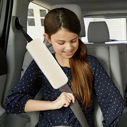 2 Pack Seat Belt Pads, Seat belt Strap Cover, Car Seat belt Comfort Pads, Soft Faux Big Rabbit Fur, Comfort Harness Pads Protect Shoulder Neck Padding for Kids, Adults (Beige)